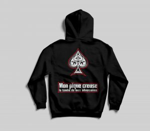 Sweat poker à capuche noir avec symbole pique dos