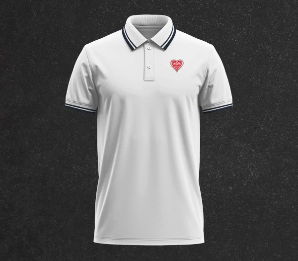 Polo-liseres-Coeur-Blanc-bleu-face Polo à liserés contrastés Mana Line | Cœur