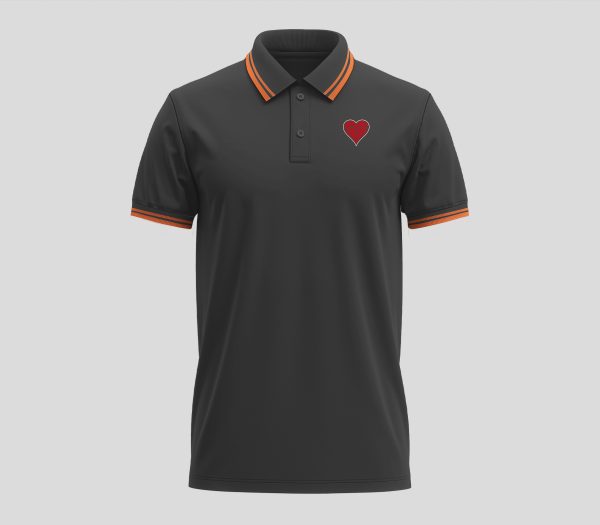 Polo-liseres-Coeur-Gris-orange-face Polo à liserés contrastés Mana Line | Cœur