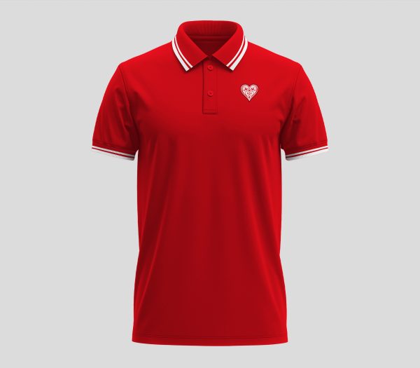Polo-liseres-Coeur-Rouge-blanc-face Polo à liserés contrastés Mana Line | Cœur